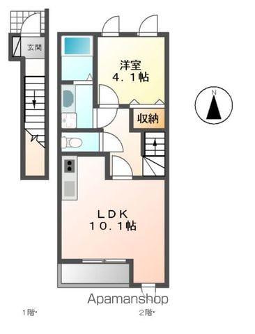 ディアグラーノ パル(1LDK/2階)の間取り写真