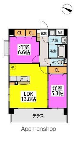 ESPACE CHIC Ⅱ(2LDK/2階)の間取り写真