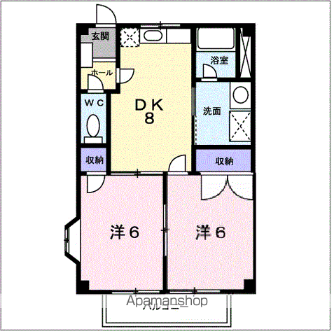 トレジャー2号館(2DK/2階)の間取り写真