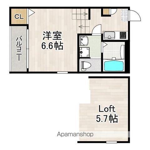 ハーモニーテラス上石川町Ⅵ(1K/1階)の間取り写真