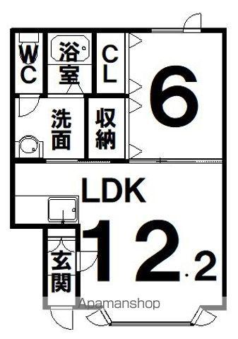 ソシエⅡ(1LDK/2階)の間取り写真