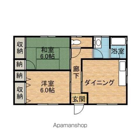 成田線 小見川駅 徒歩128分 1階建 築26年(2DK)の間取り写真