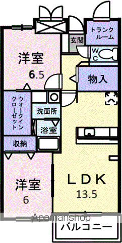 ヒルサイドスクエアⅠ(2LDK/1階)の間取り写真