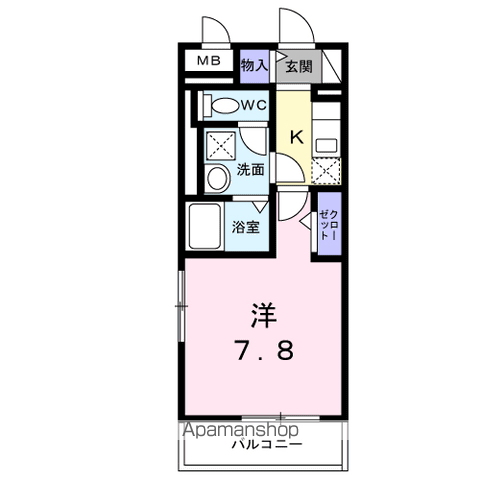 パークランド国立(1K/3階)の間取り写真
