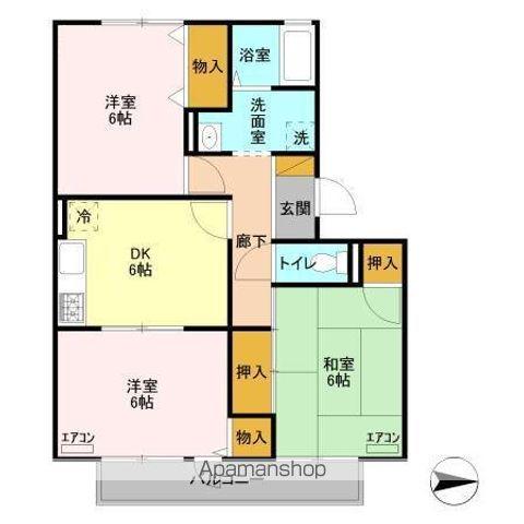 フレマリール鎌ヶ谷C(3DK/2階)の間取り写真