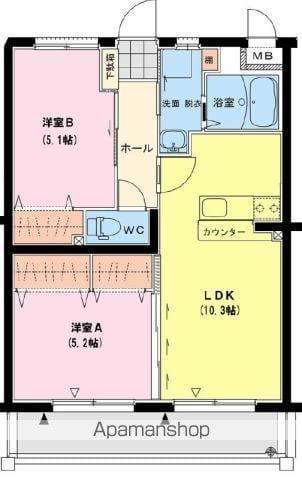 サンヒルズ(2LDK/3階)の間取り写真