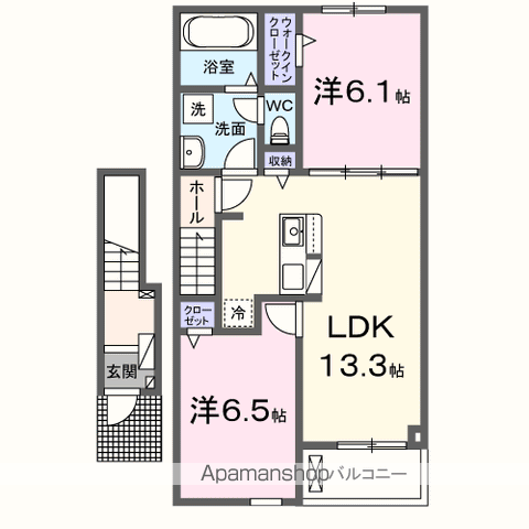 レジデンス ハイブリッジ Ⅱ(2LDK/2階)の間取り写真