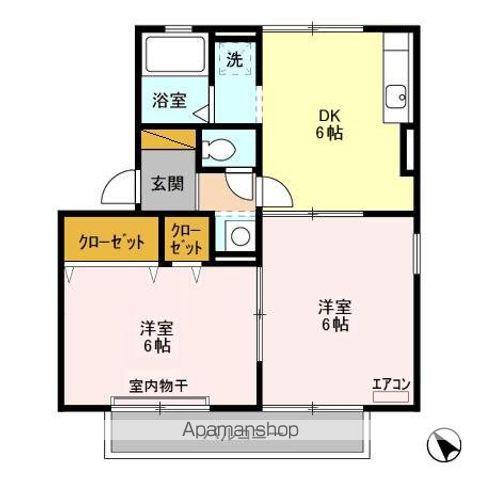 リップルA(2DK/2階)の間取り写真