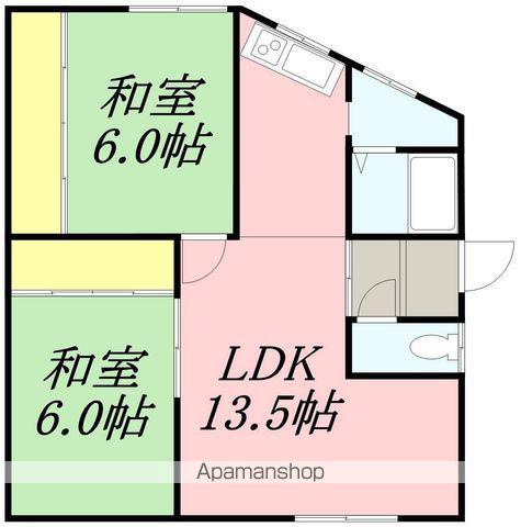 コーポアカシヤ(2LDK/2階)の間取り写真
