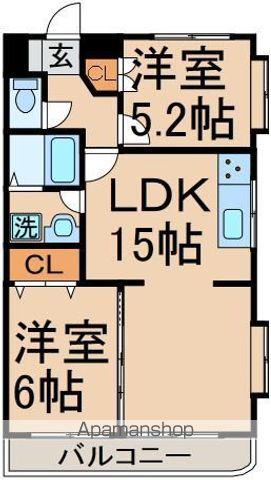 カサグランデN(2LDK/2階)の間取り写真