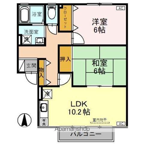 オーク ヴィレッジB棟(2LDK/2階)の間取り写真