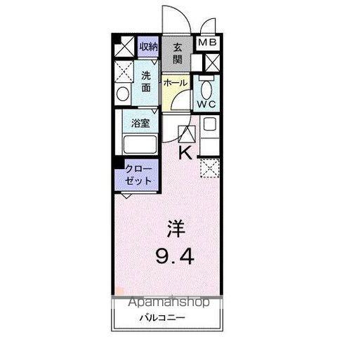 カーサ木太Ⅱ(ワンルーム/1階)の間取り写真