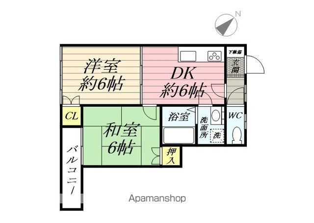 アーバン林(2DK/2階)の間取り写真