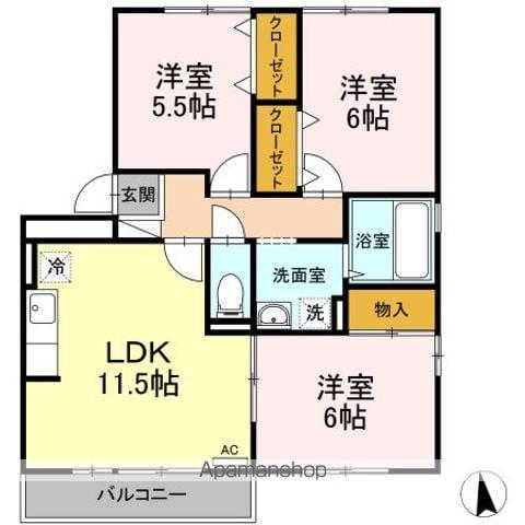 グランドヒルB棟(3LDK/3階)の間取り写真