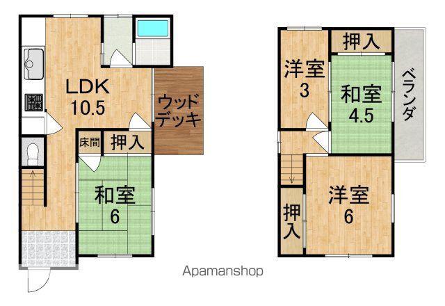 近鉄橿原線 西ノ京駅 徒歩19分 2階建 築49年(3SLDK)の間取り写真