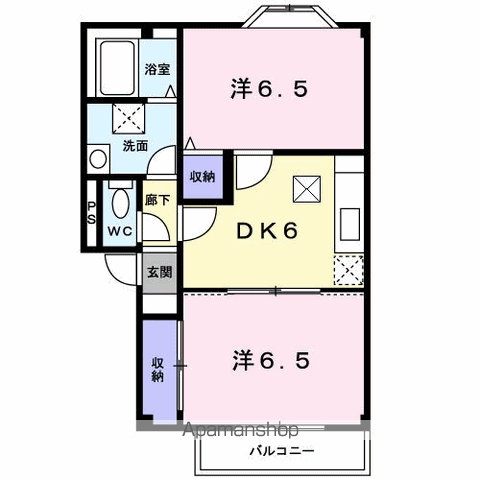 パルコートS(2DK/1階)の間取り写真