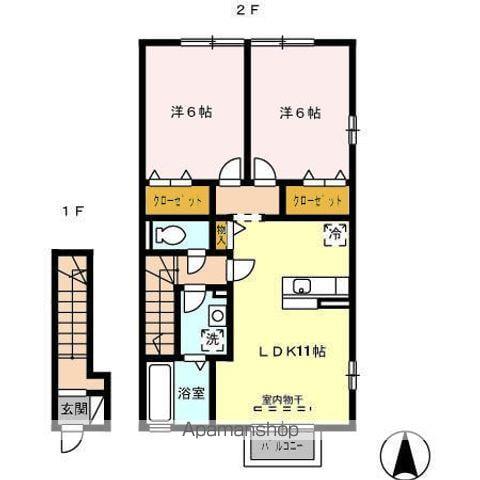 SCHLOSSE FUJⅠ Ⅵ(2LDK/2階)の間取り写真