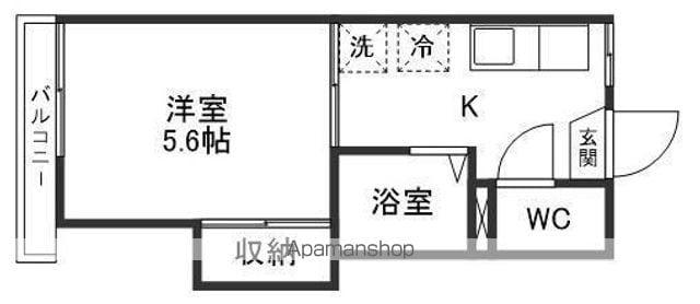 ドミール宮町(1K/2階)の間取り写真