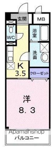 グランディール太田B(1K/3階)の間取り写真