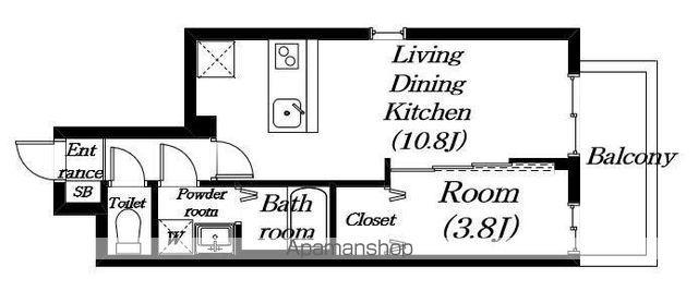 FAVOR COURT南草津(1LDK/2階)の間取り写真