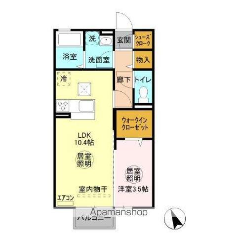 メゾン・ド・ラ・ヴェール(1LDK/1階)の間取り写真