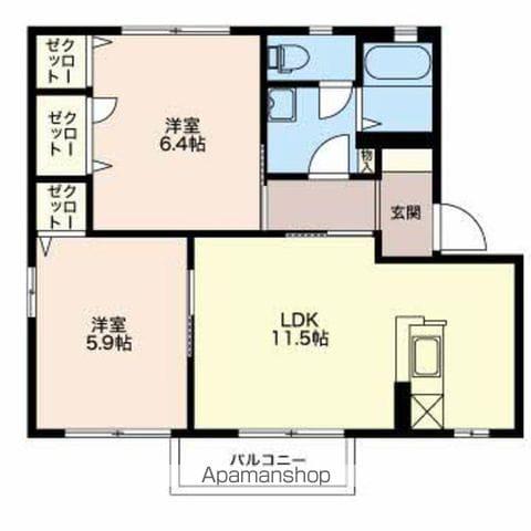 プランドール(2LDK/1階)の間取り写真