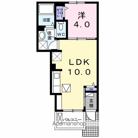 クラール南矢三C(1LDK/1階)の間取り写真