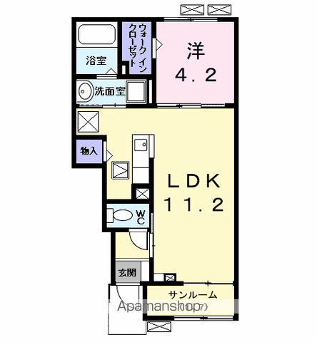 カンファタブルKⅡ(1LDK/1階)の間取り写真