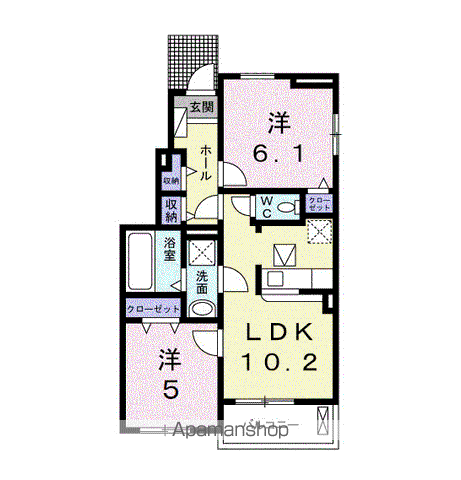 スミールⅠ(2LDK/1階)の間取り写真