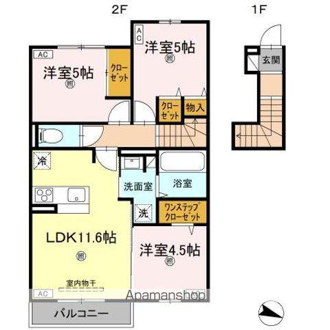 ラ・フルール(3LDK/2階)の間取り写真
