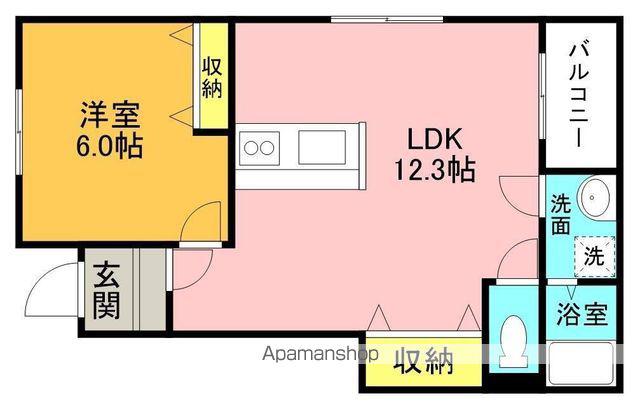 OPUS ONE上吉田 A棟(1LDK/1階)の間取り写真