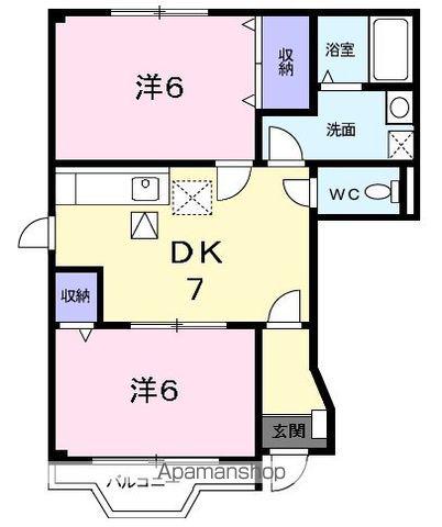 ロマンビビール参番館(2DK/1階)の間取り写真