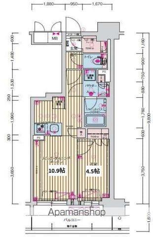 プレサンス名駅南ブリエ(1LDK/8階)の間取り写真