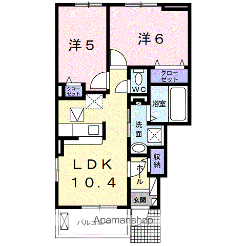 ウフルクア ウノ(2LDK/1階)の間取り写真