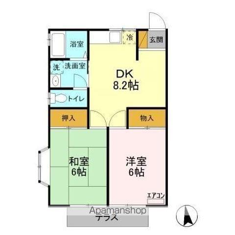 サンドゥエル北柏(2DK/1階)の間取り写真