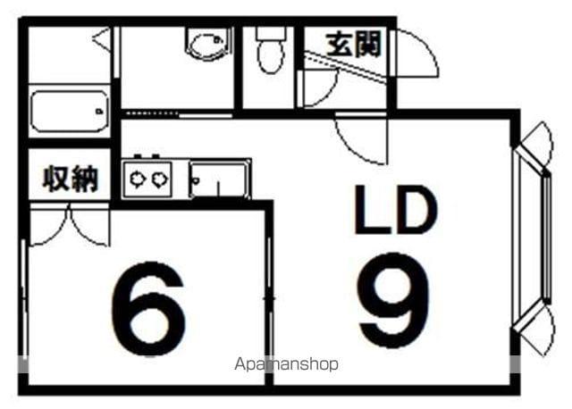 コーポイケダA(1LDK/1階)の間取り写真