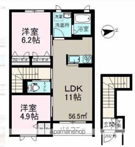 サンルーチェ(2LDK/2階)の間取り写真