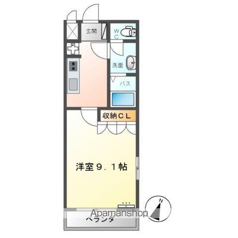 メルヴェール知手(1K/1階)の間取り写真