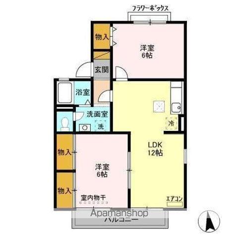 フローラフォンテA(2LDK/1階)の間取り写真