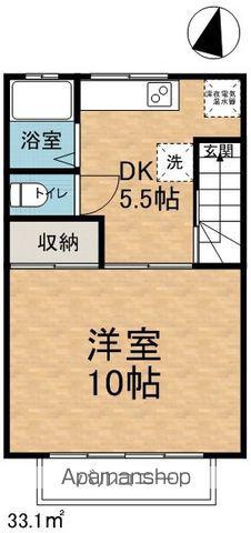 クレルデリュヌⅠ(1DK/2階)の間取り写真