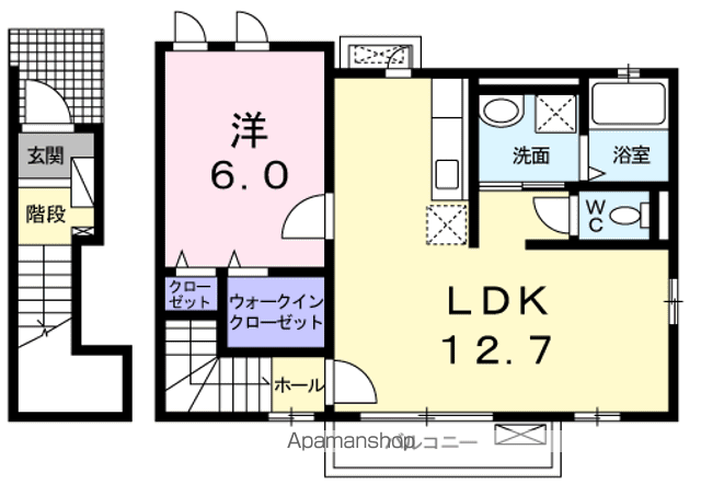 ライブラ(1LDK/2階)の間取り写真