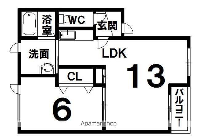 コーポハッピーリバー2(1LDK/2階)の間取り写真