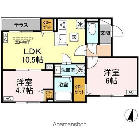 セレスティア若宮(2LDK/1階)の間取り写真