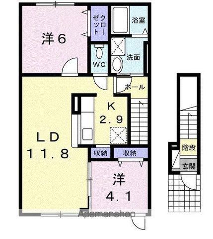 グリーンレイク(2LDK/2階)の間取り写真