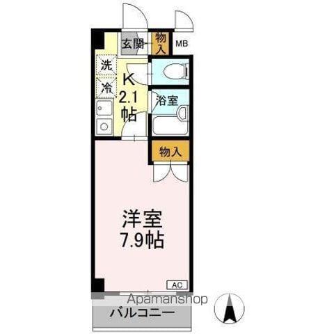 ヴァンテアン清水(1K/3階)の間取り写真