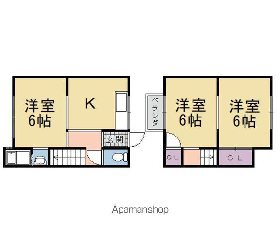山陰本線 馬堀駅 徒歩12分 2階建 築54年(3K)の間取り写真