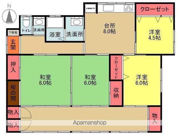 常磐線 内郷駅 バス乗車時間:6分 立野バス停で下車 徒歩13分 1階建 築56年(4DK)の間取り写真