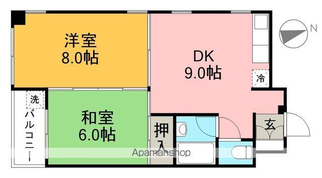 ウィズビル国沢(2DK/3階)の間取り写真