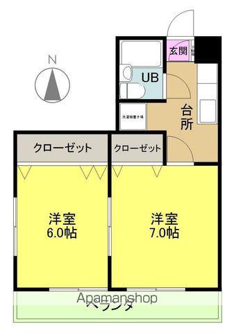 コーポ峰(2K/2階)の間取り写真