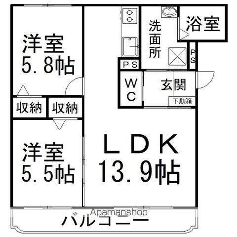 サンクレール常盤(2LDK/2階)の間取り写真